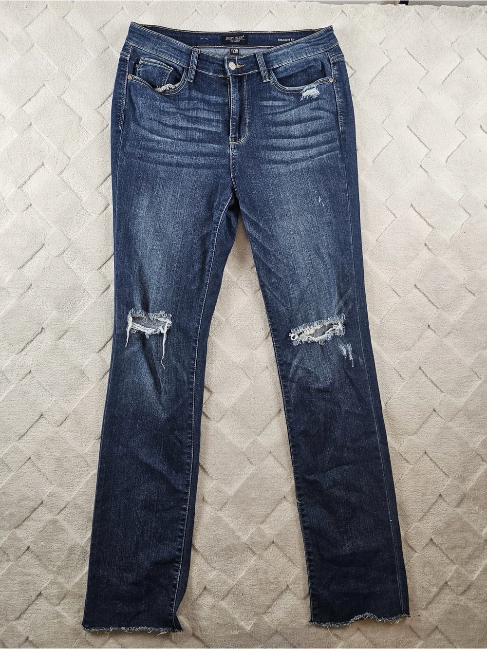 Judy Blue Straight Fit Jean Womens 30 Distressed Dark Wash Denim Stretchy